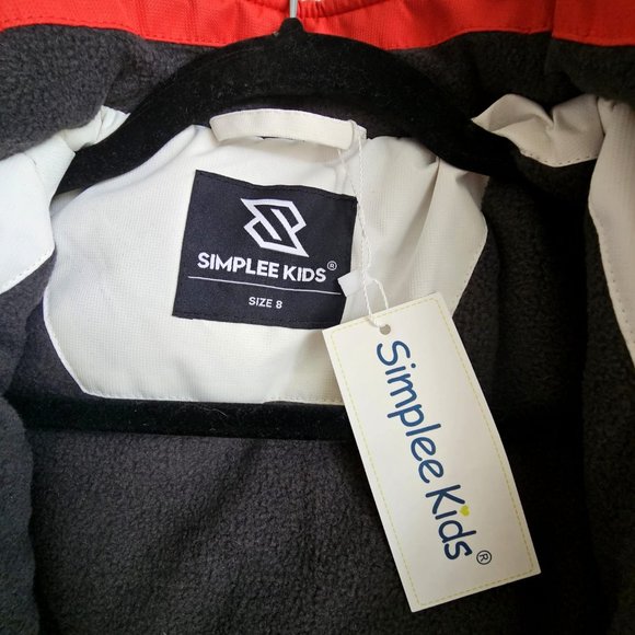 Kids Water resistant Jacket size 8 Red, White and Blue Reflective Strips design - Picture 6 of 6